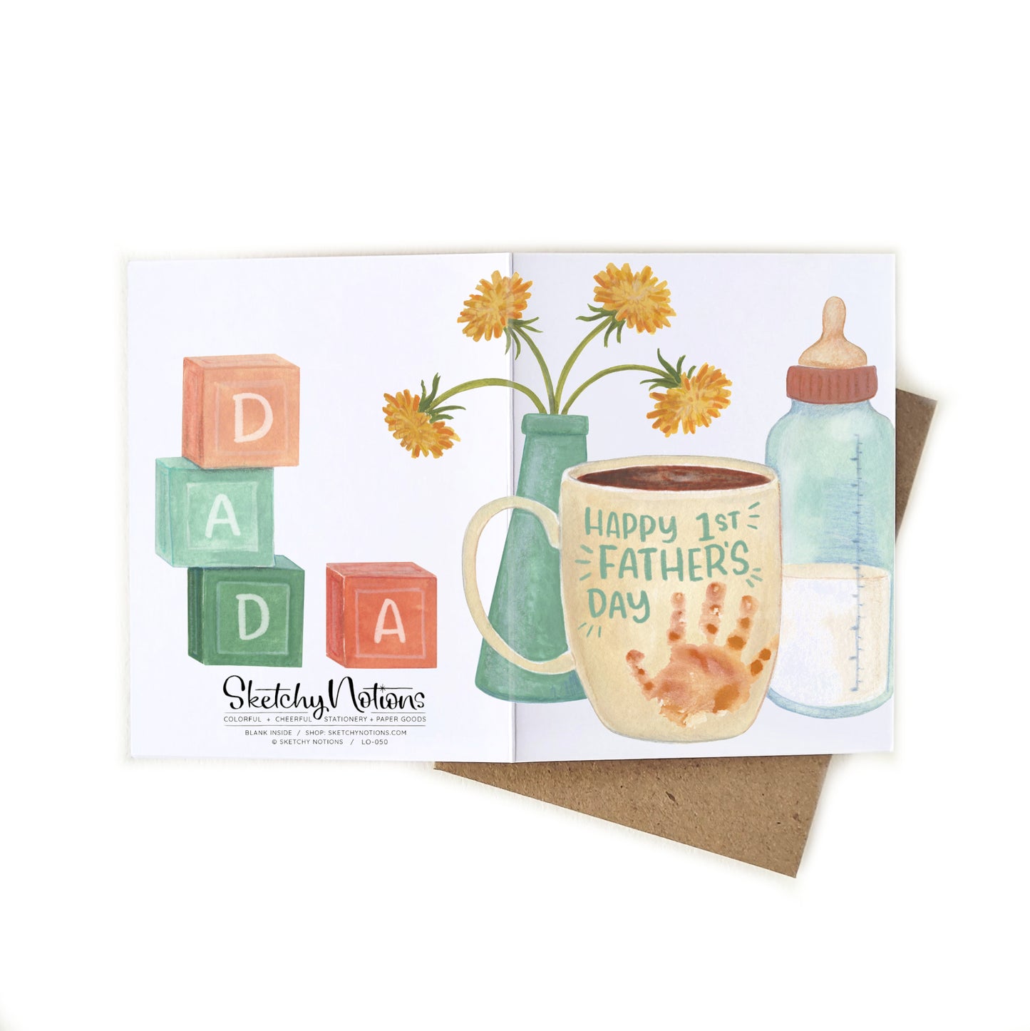 1st Father's Day Handprint Mug Card