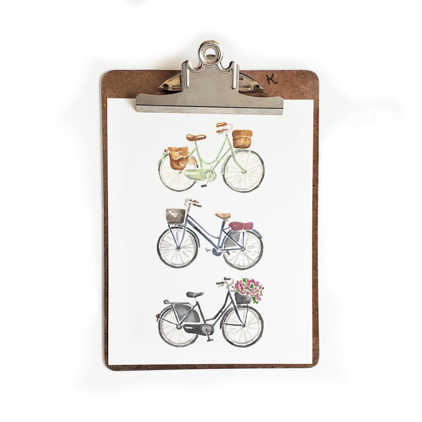 Bicycle Trio #1 Watercolor Art Print