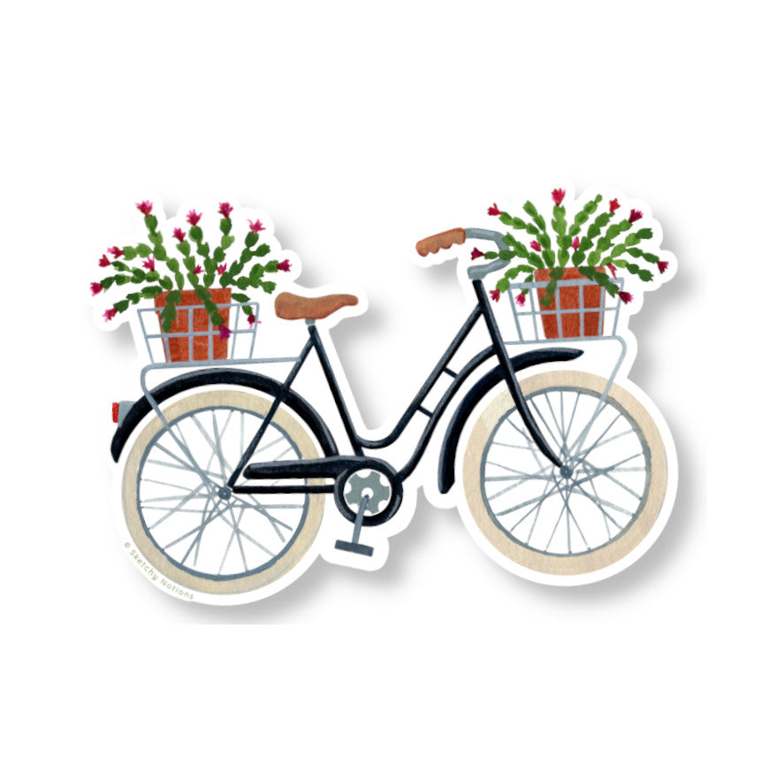 Black Bicycle with Christmas Cactus Sticker