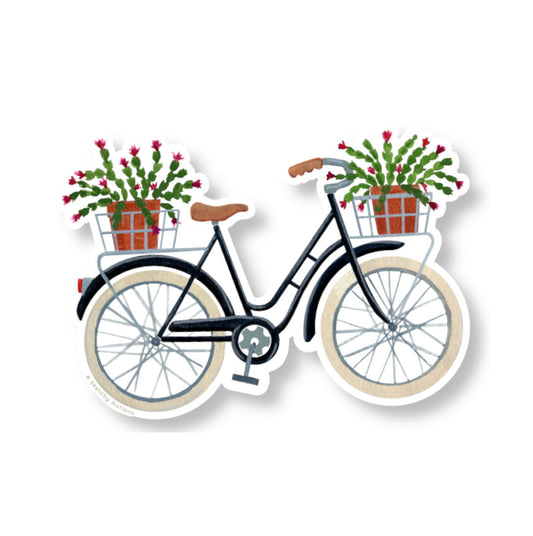 Black Bicycle with Christmas Cactus Sticker