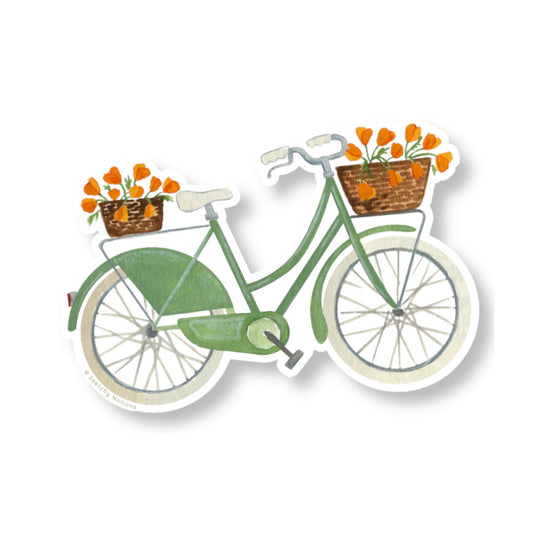 Pistachio Green and Poppies Bicycle Sticker