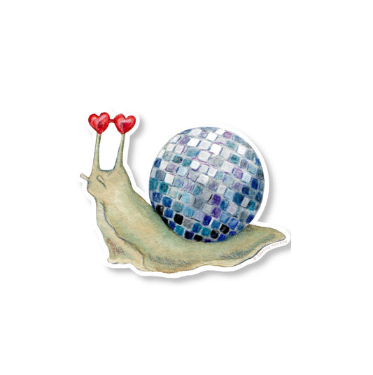 Disco Snail with Heart Sunglasses Sticker