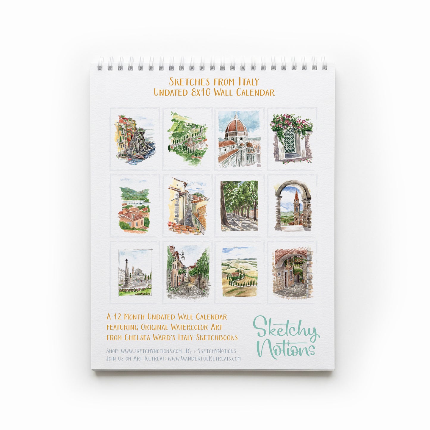 Sketches from Italy Undated Wall Calendar