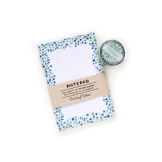 Minty Terrazzo Watercolor Notepad and Washi Tape Bundle