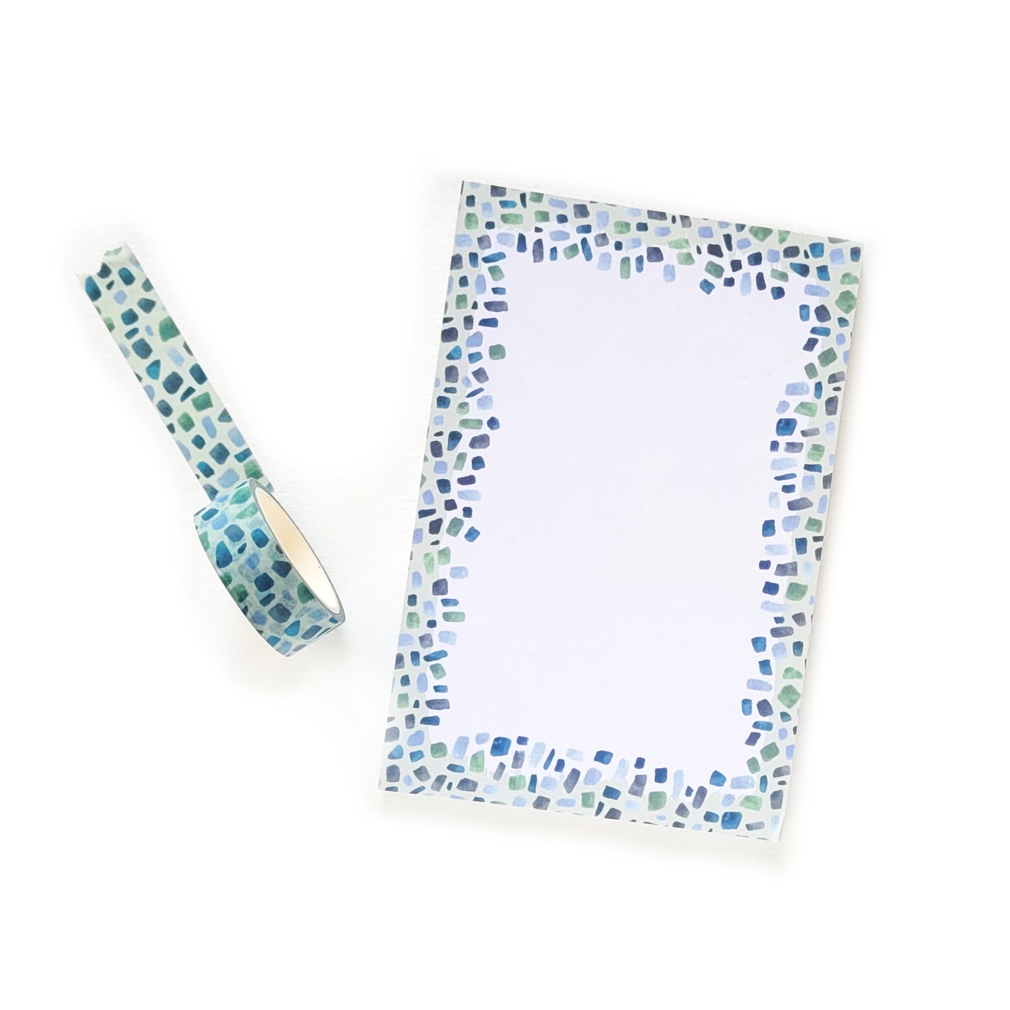 Minty Terrazzo Watercolor Notepad and Washi Tape Bundle