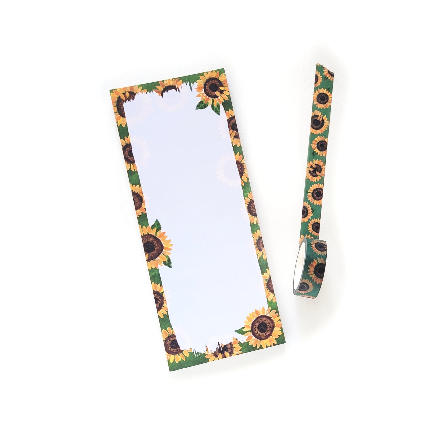 Sunflower Watercolor Notepad and Washi Tape Bundle