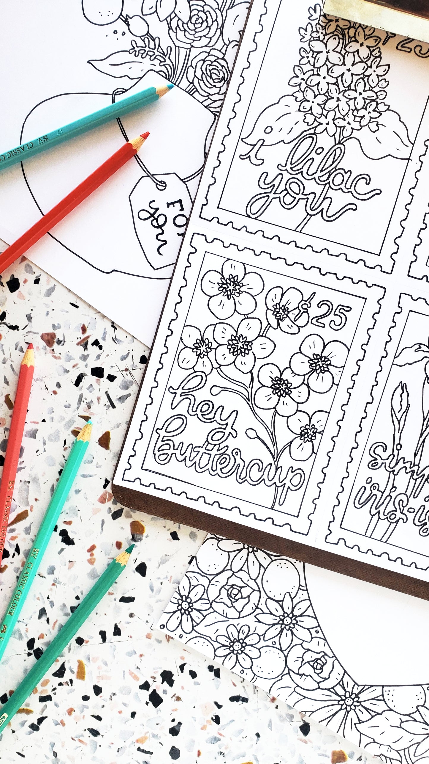 Floral Valentine's Printable Coloring Pages
