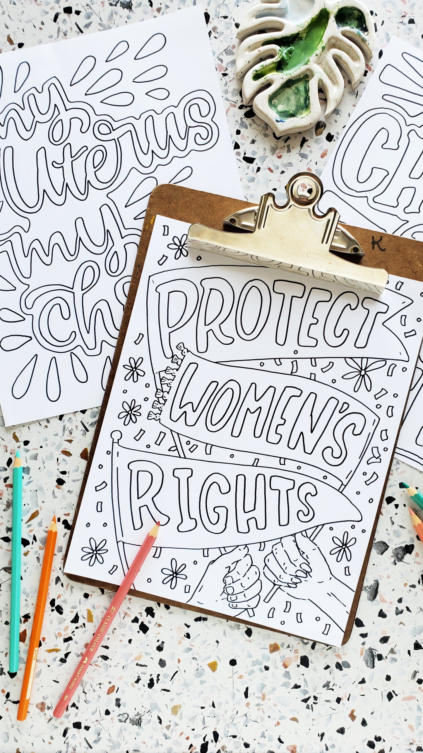 Pro-Choice Womens' Rights Protest Coloring Posters Download