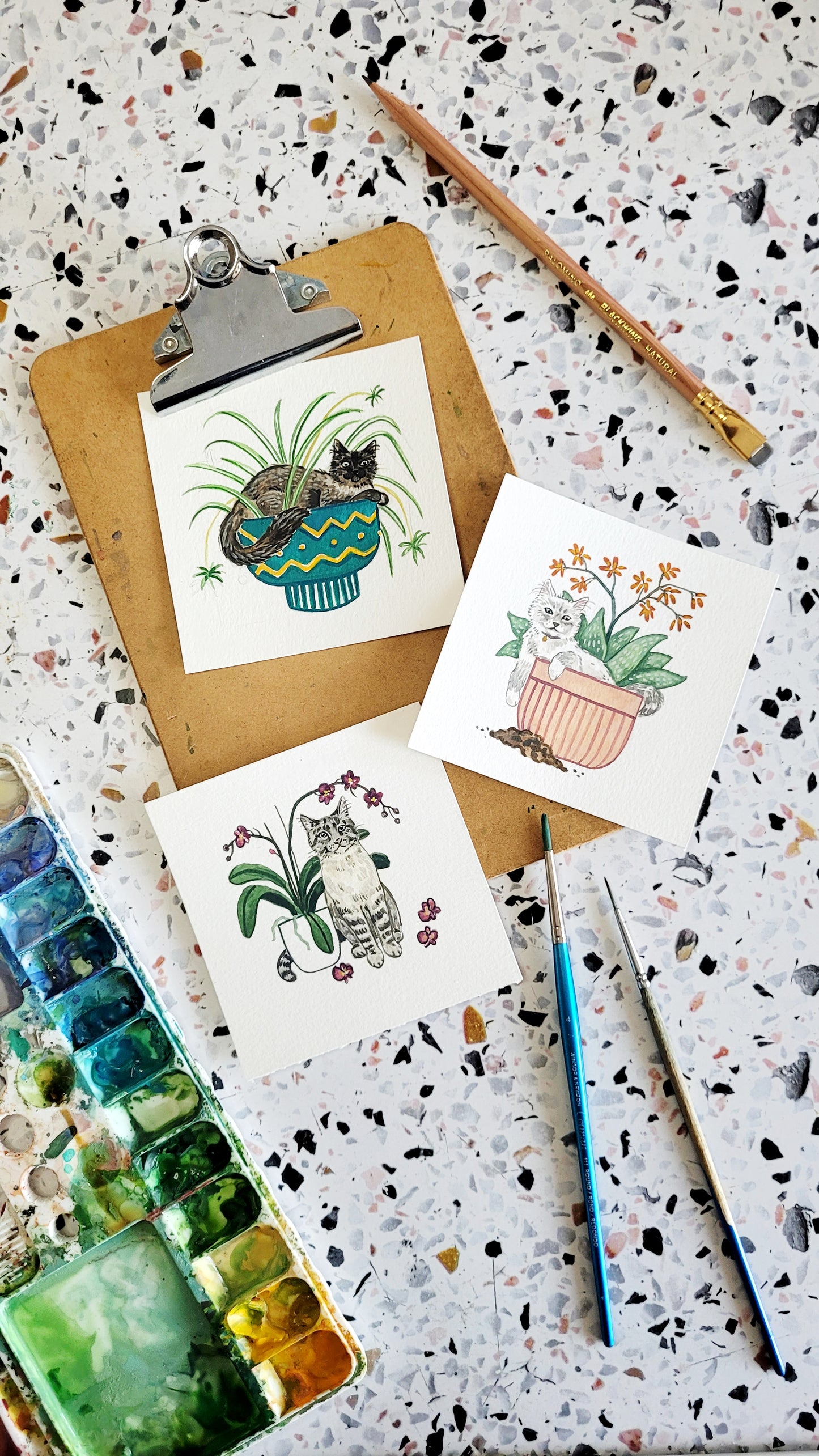 2023 Tiny Cats + Plants Watercolor Desk Calendar SALE