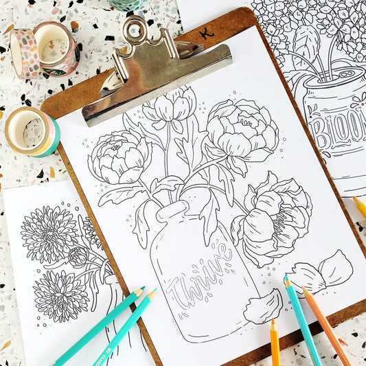 Lucky Flowers Coloring Pages
