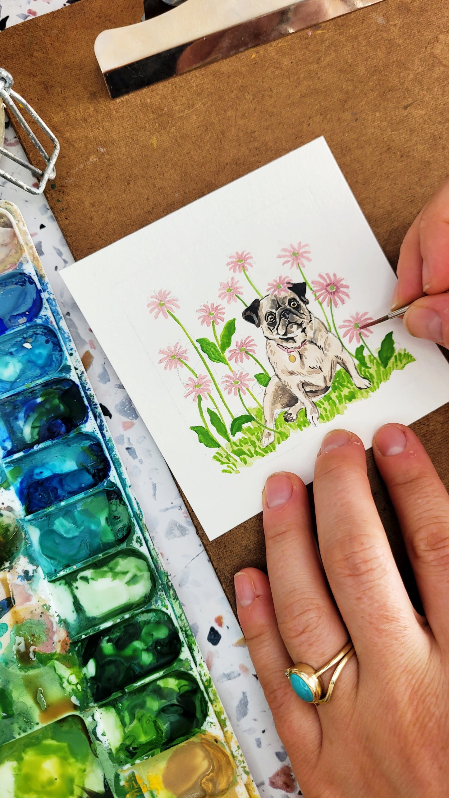 2023 Tiny Dogs + Flowers Watercolor Desk Calendar