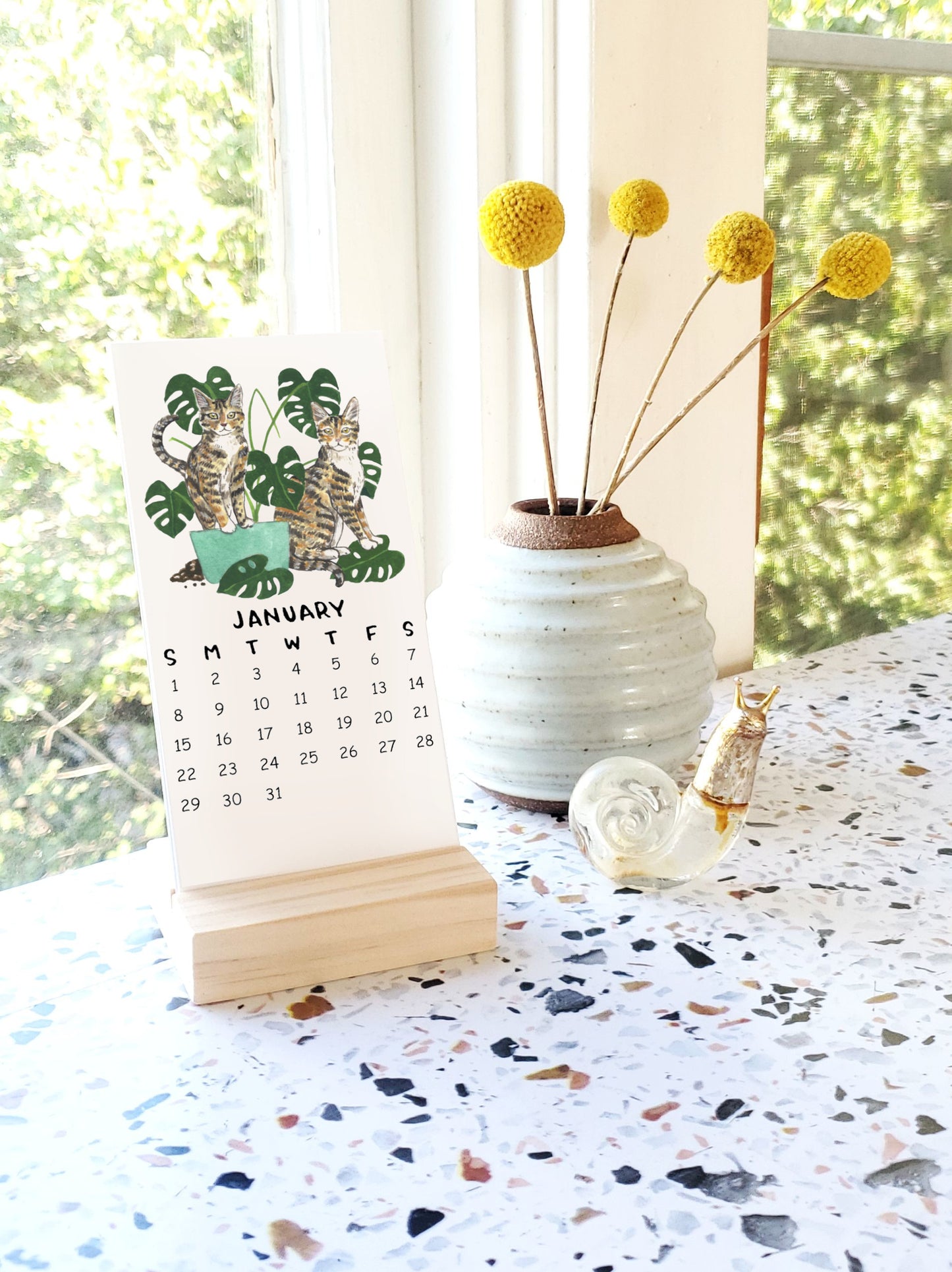 2023 Tiny Cats + Plants Watercolor Desk Calendar SALE