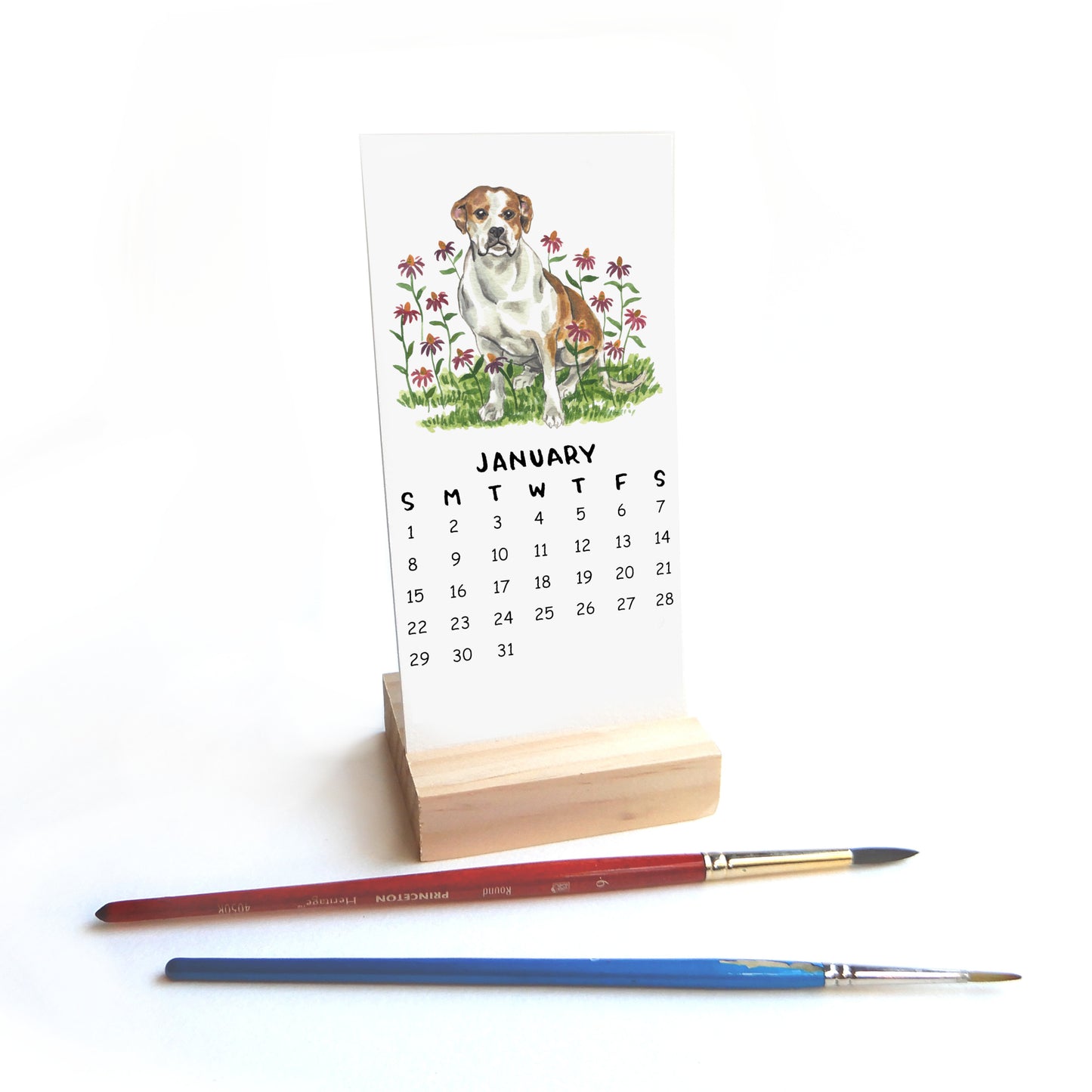 2023 Tiny Dogs + Flowers Watercolor Desk Calendar