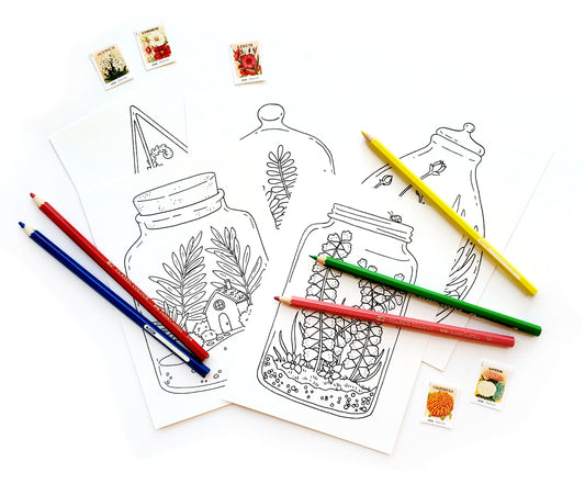 Coloring Postcards Terrariums