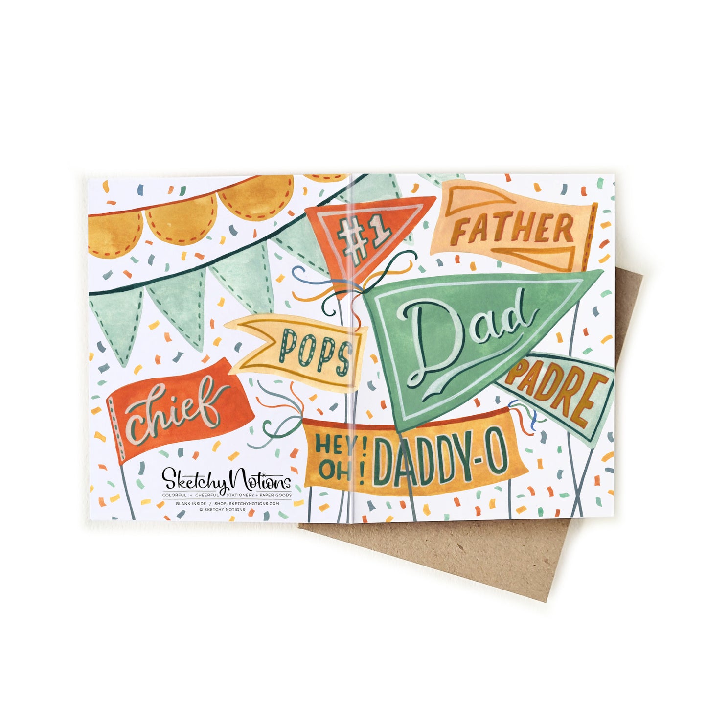 Father's Day Pennants Wrap Card