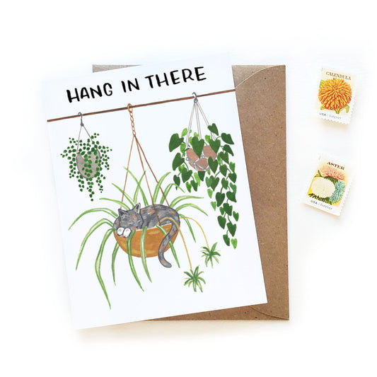 Hang In There Plants + Cat Card