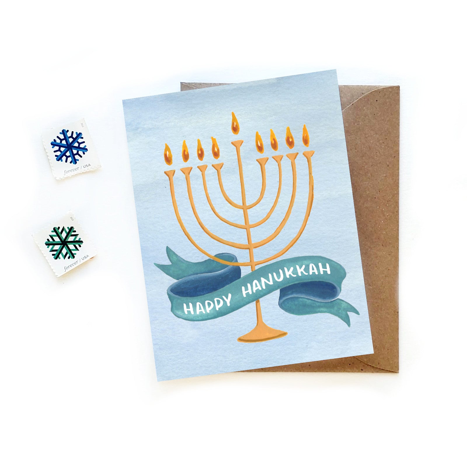 classic hanukkah card watercolor menorah hanukkiah card sketchy notions