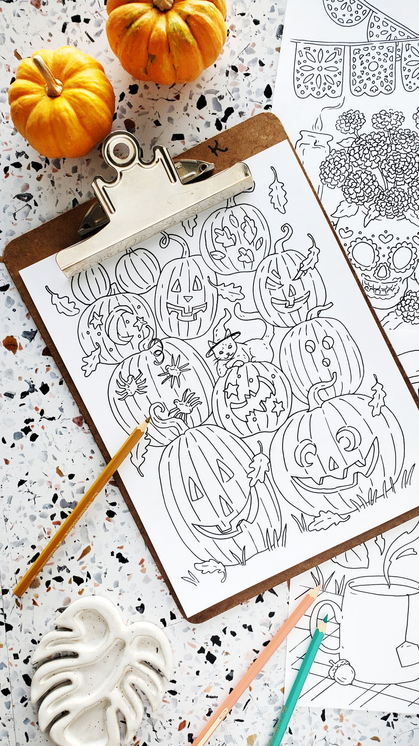 Spooky Fall Coloring Pages – Sketchy Notions