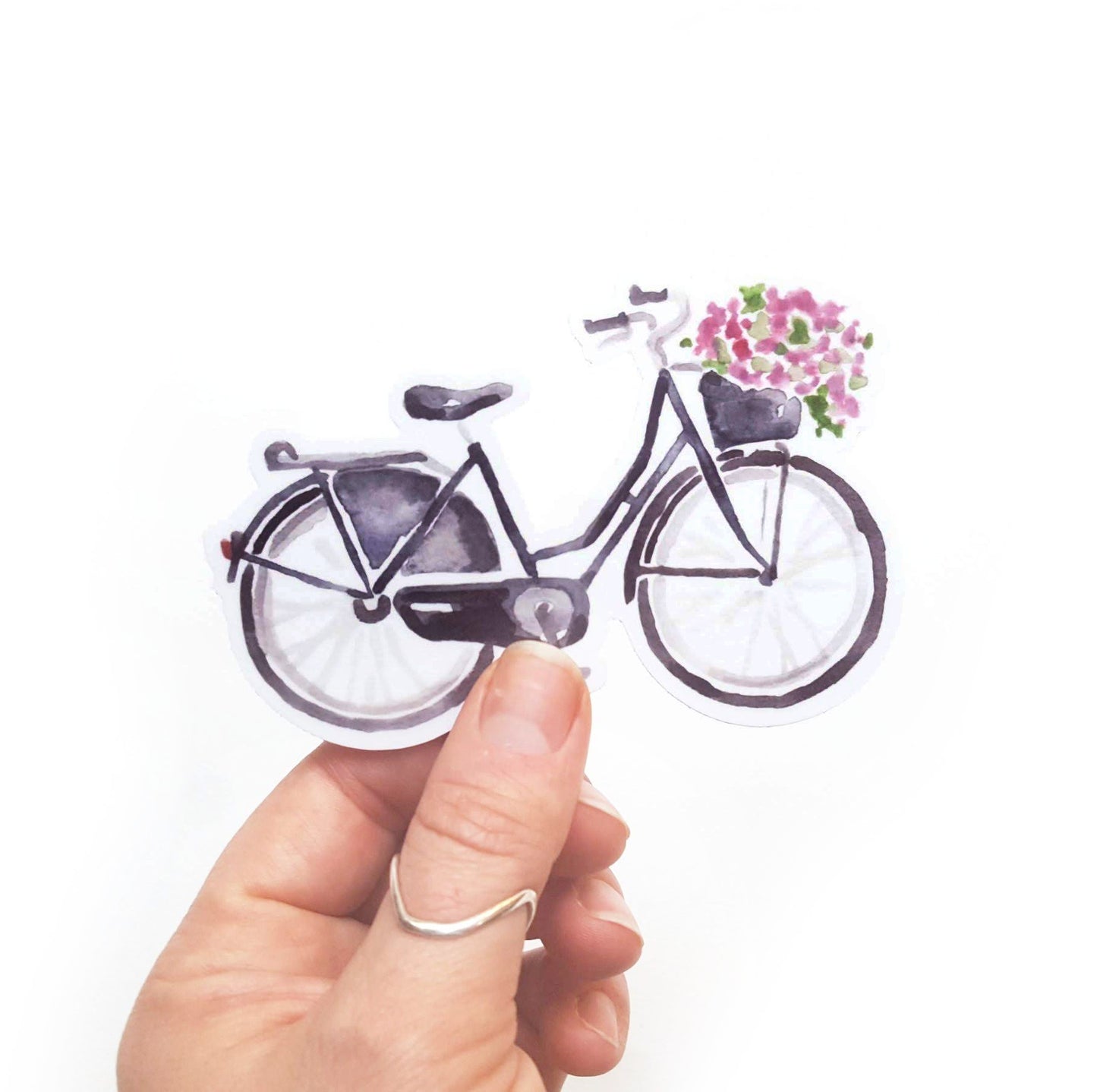 Large Bicycle Flower Basket Sticker