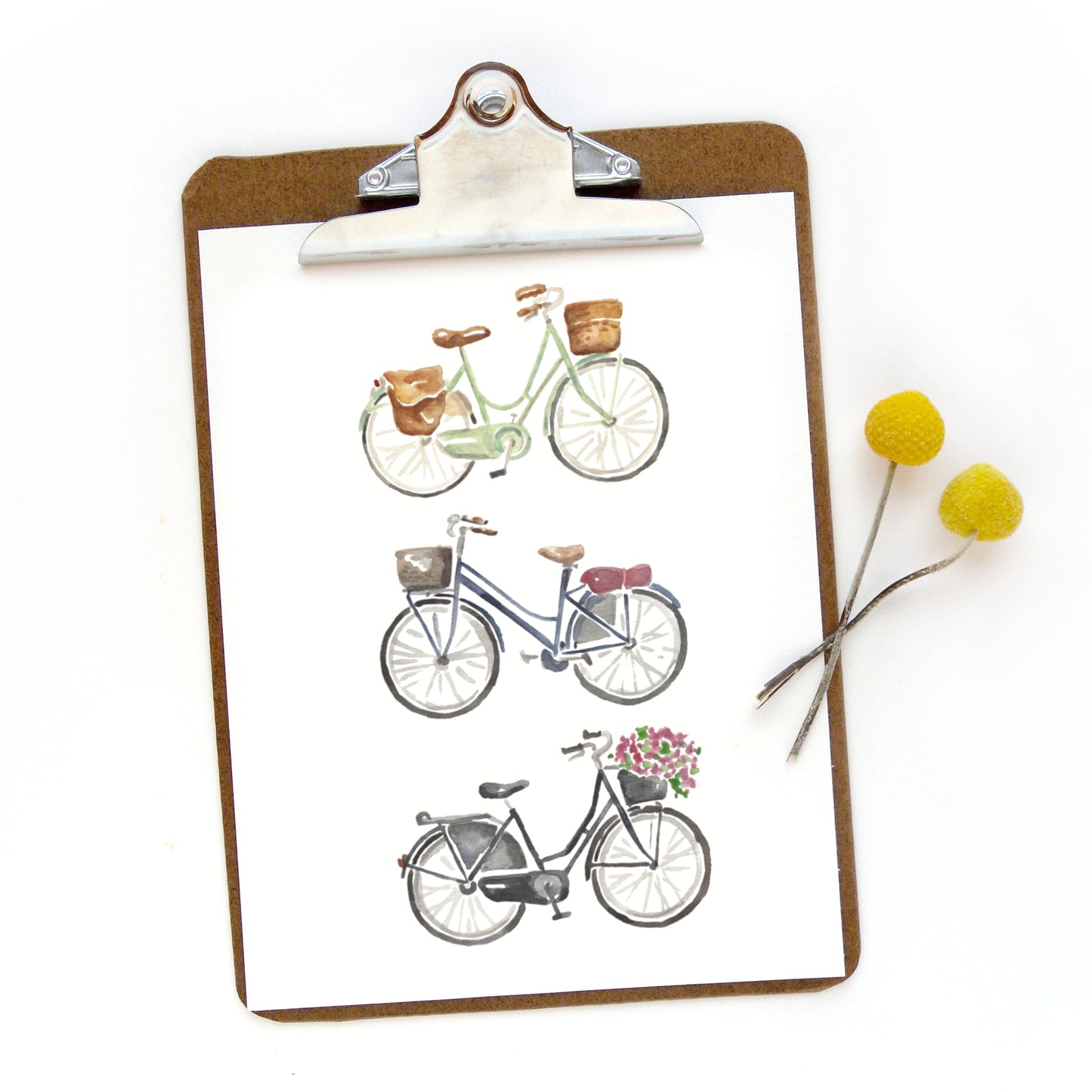 Bicycle Trio #1 Watercolor Art Print