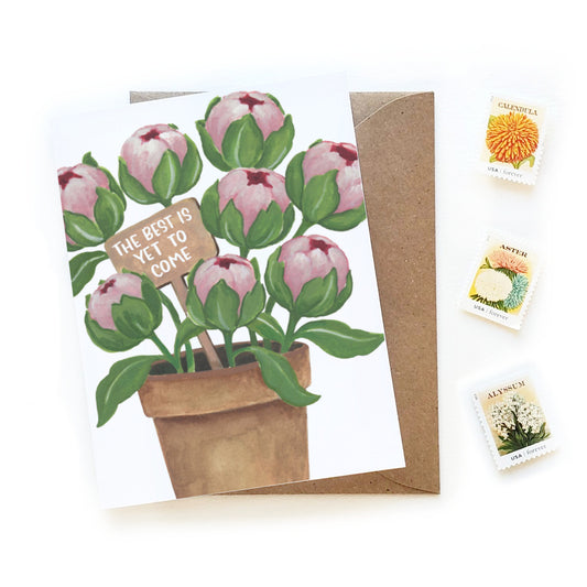 Best is Yet to Come Blooming Peonies Card