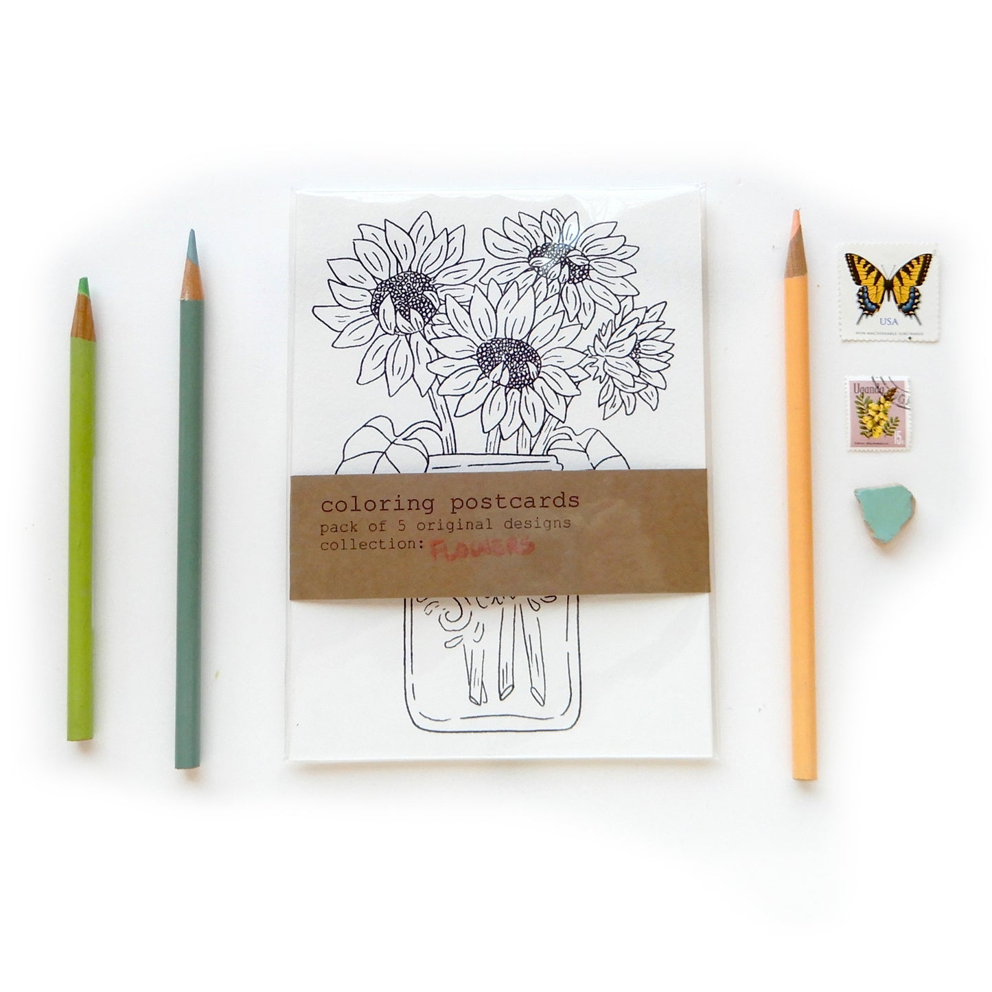 Coloring Postcards - Flowers Set