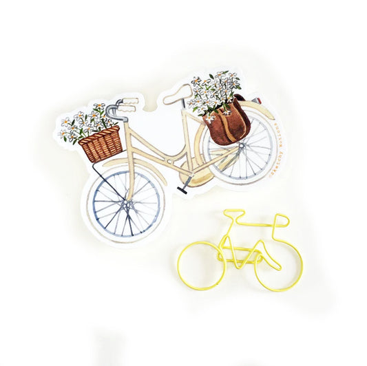 Cream Bicycle Sticker with Daisies