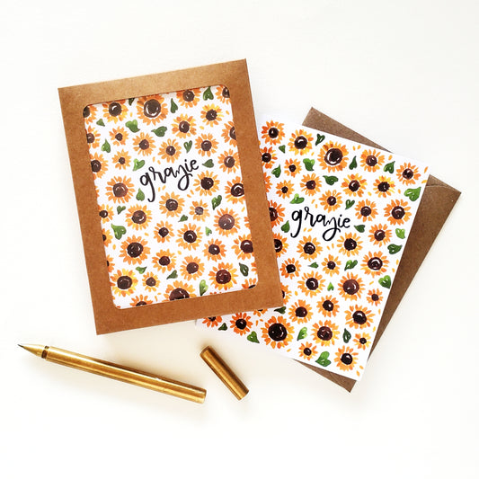 Grazie Sunflower Boxed Thank You Card Set