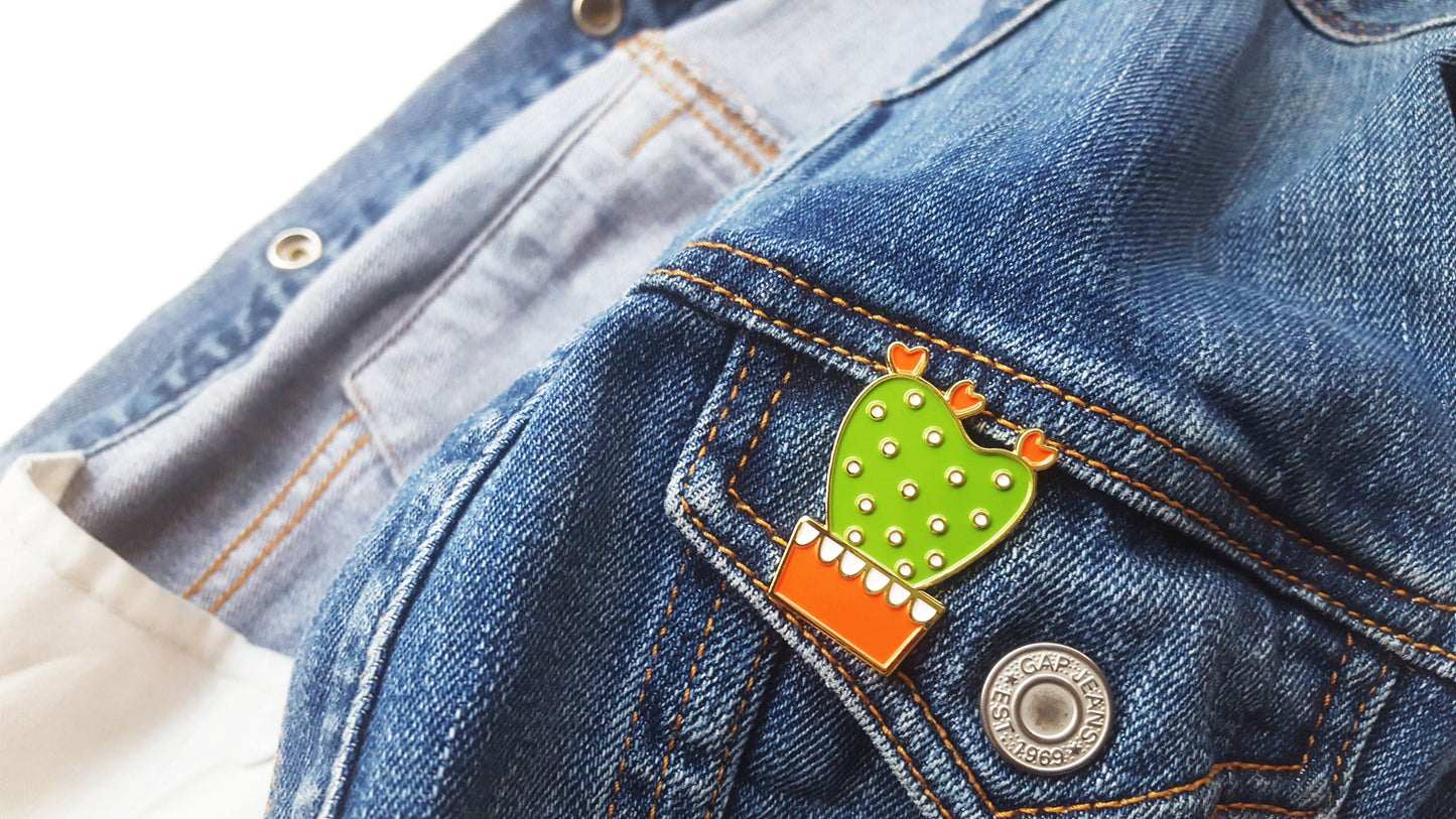 Heart Cactus Enamel Pin *SECONDS*