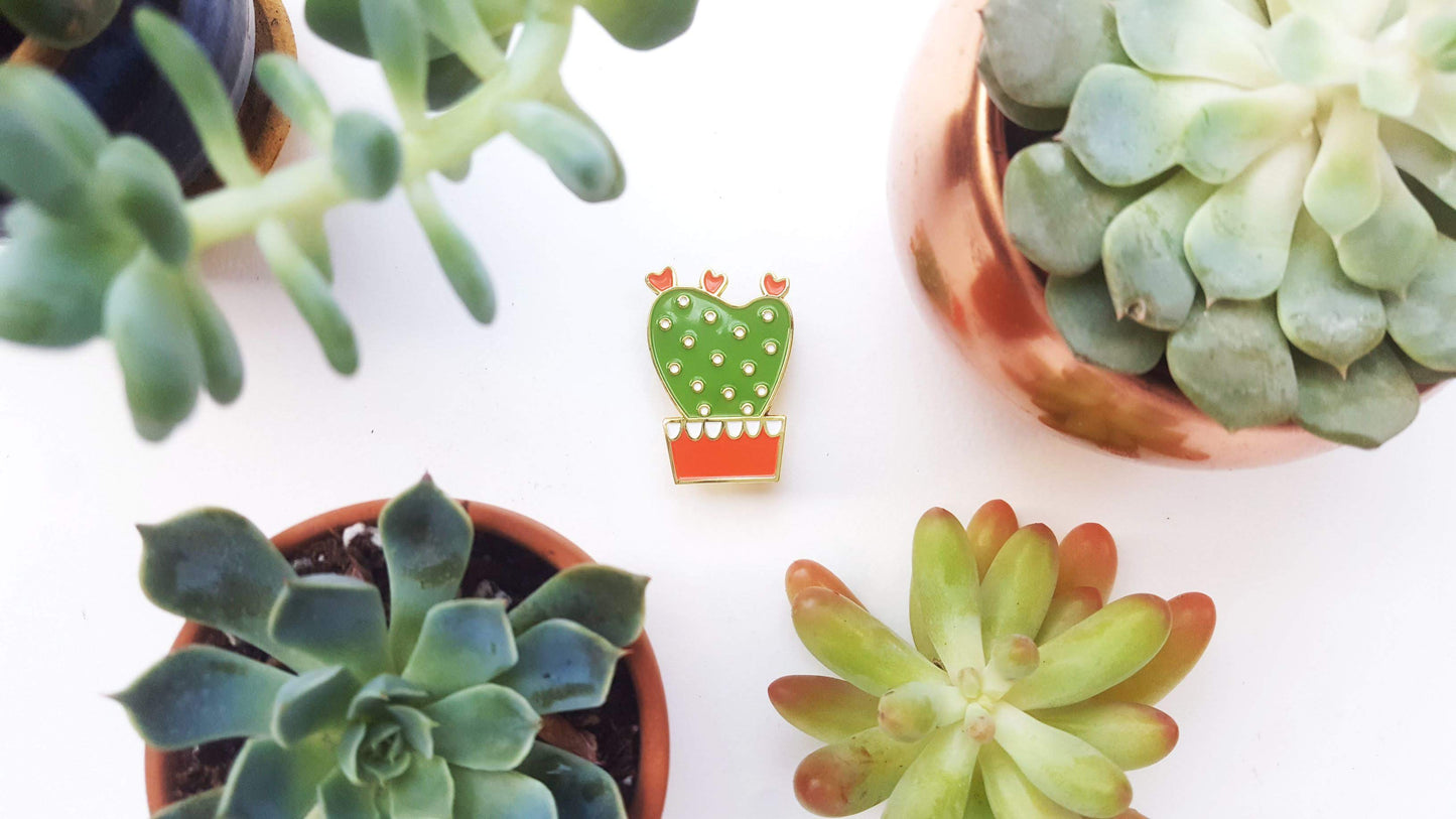 Heart Cactus Enamel Pin *SECONDS*