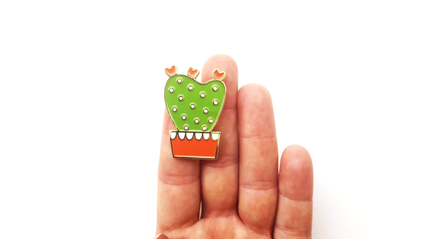 Heart Cactus Enamel Pin *SECONDS*