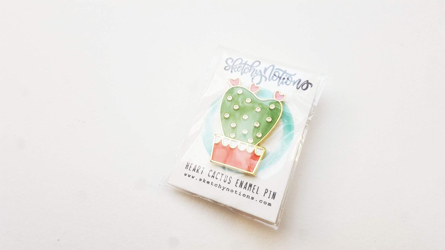 Heart Cactus Enamel Pin *SECONDS*