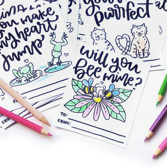 Printable Valentine's Day Coloring Animal Puns