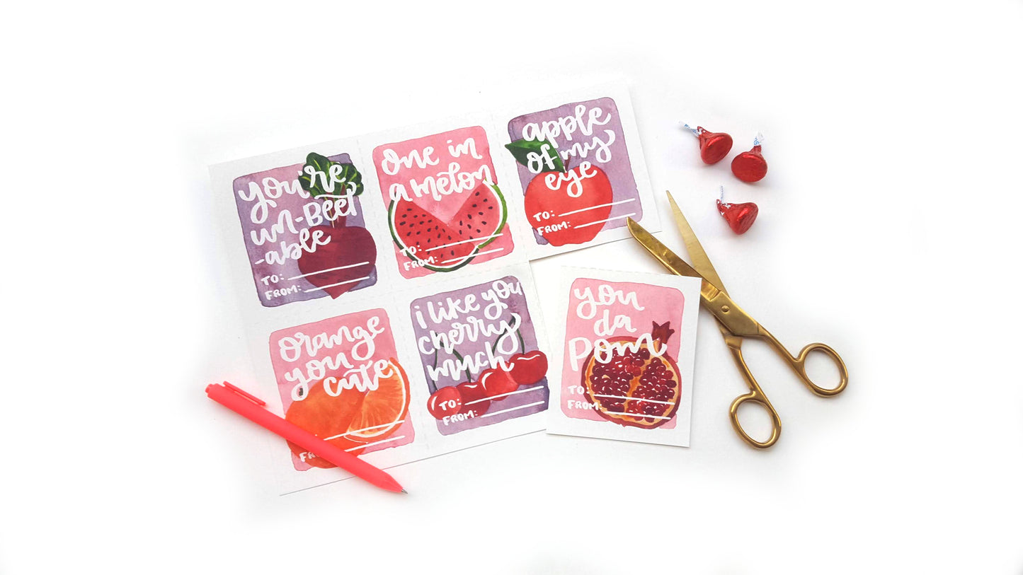 Printable Valentines Fruit Puns