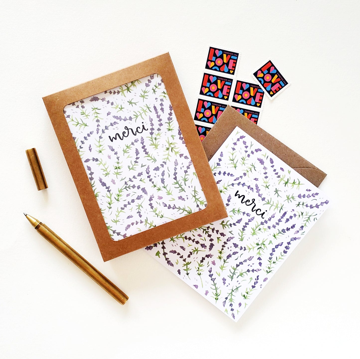 Merci Lavender Boxed Thank You Card Set