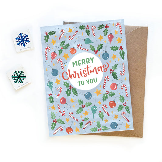 Merry Christmas to You Pastel Watercolor Card