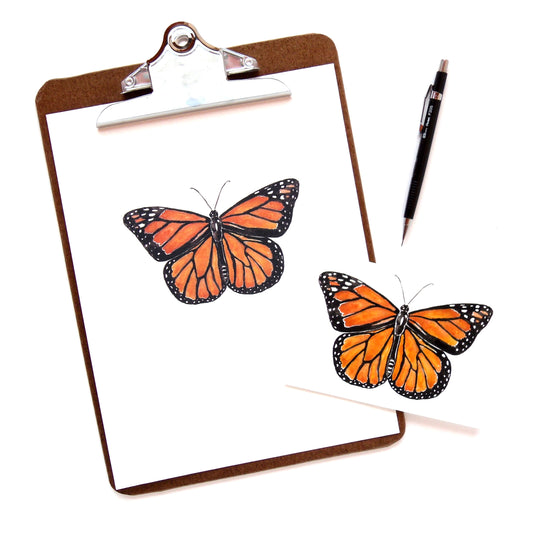 Orange Monarch Butterfly Watercolor Print