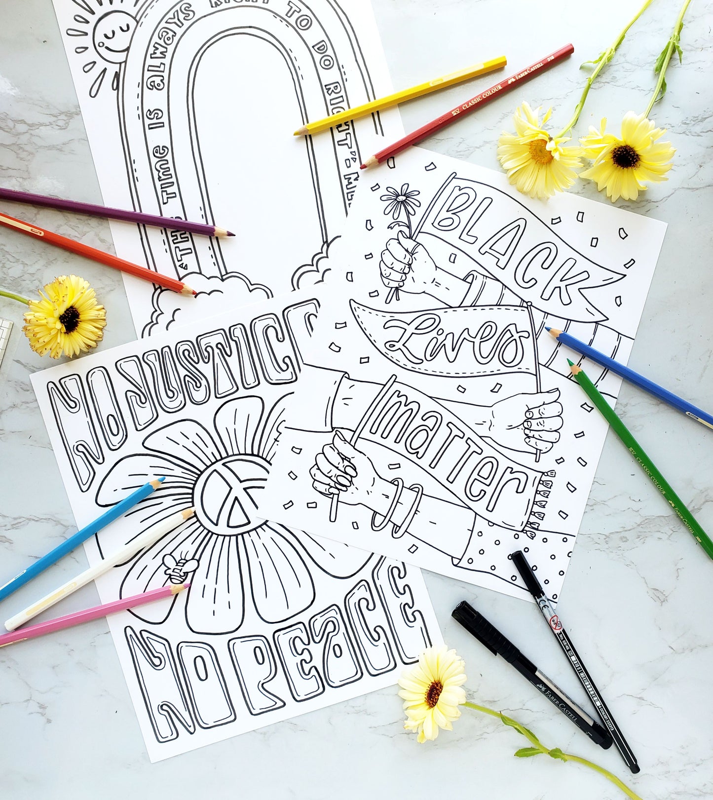 Black Lives Matter Coloring Page Protest Posters