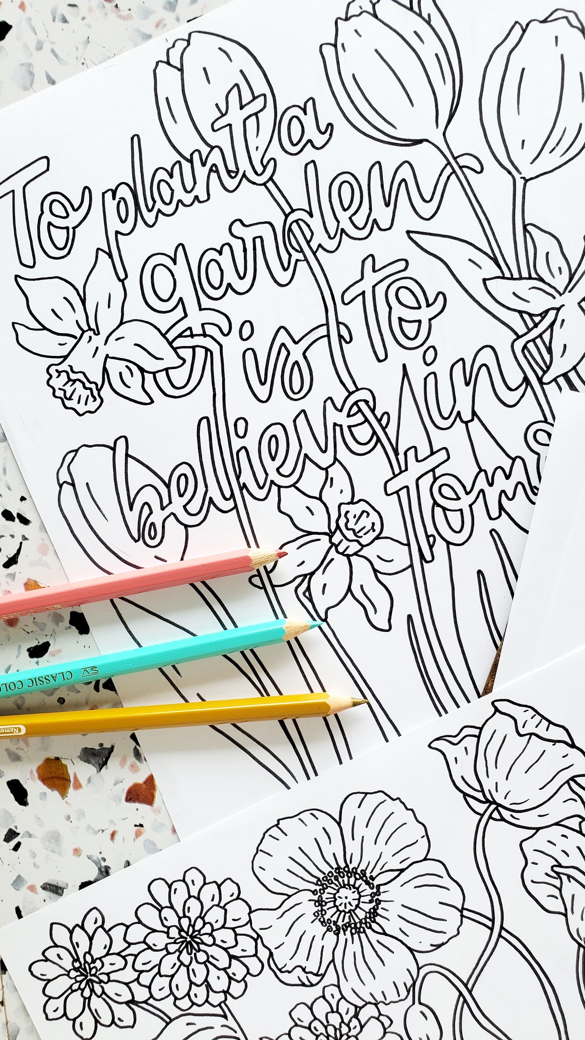 Spring Flowers Coloring Page Download | Hand-drawn Spring Activity ...