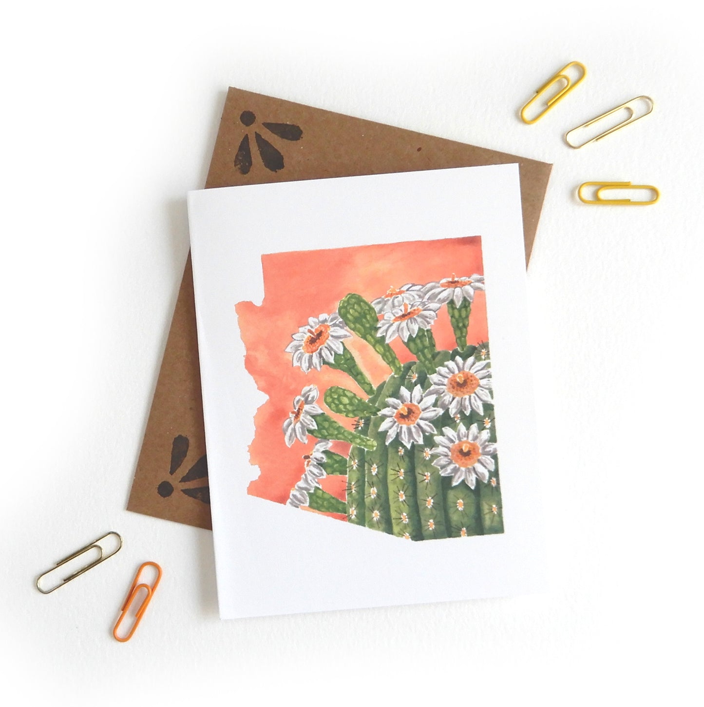 Arizona State Flower Saguaro Cactus Blossom Card