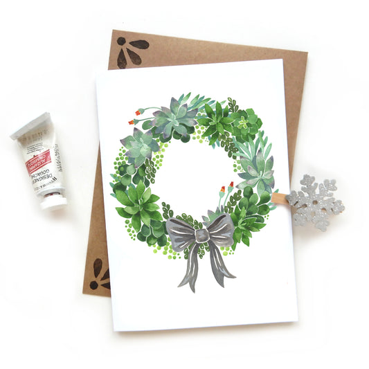 Succulent Wreath Holiday Card