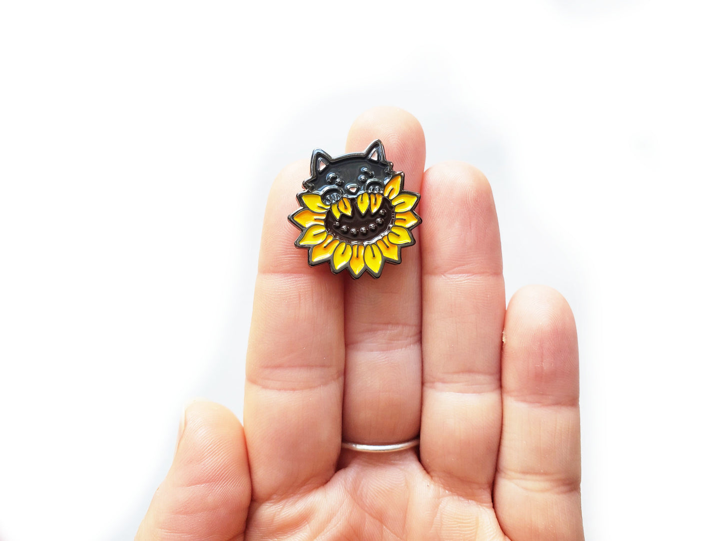 Sunflower Cat Enamel Pin