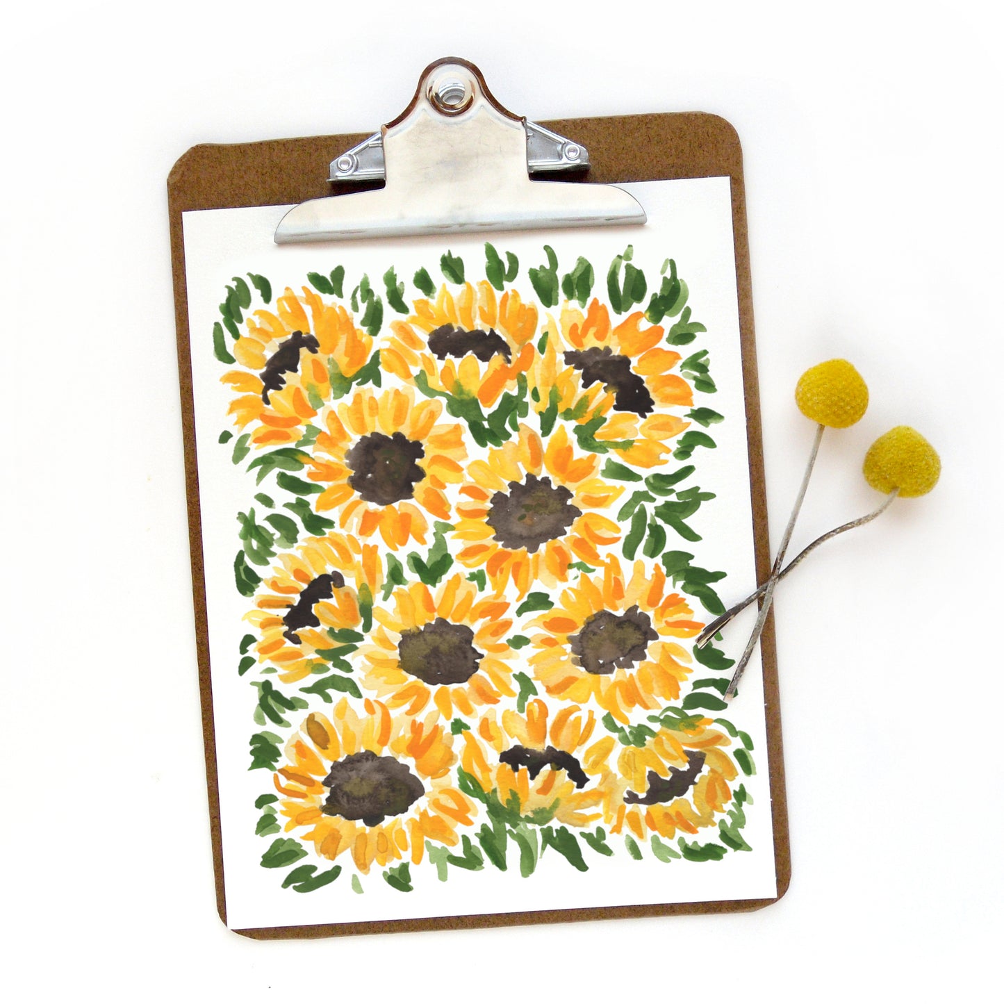 Sunflower Collage Watercolor Print