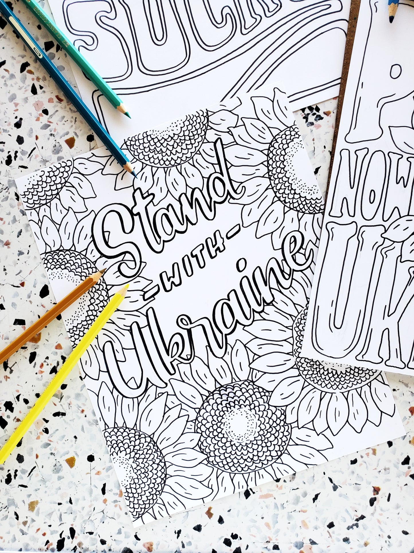 Support Ukraine Coloring Page and Protest Posters - Ukraine Fundraiser