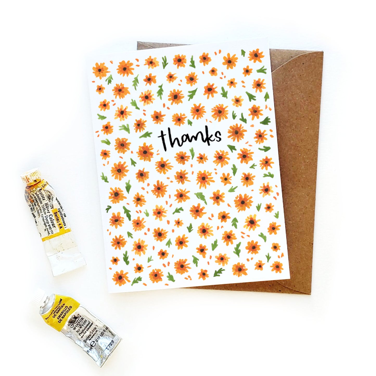 Thanks Card with Orange Cosmos
