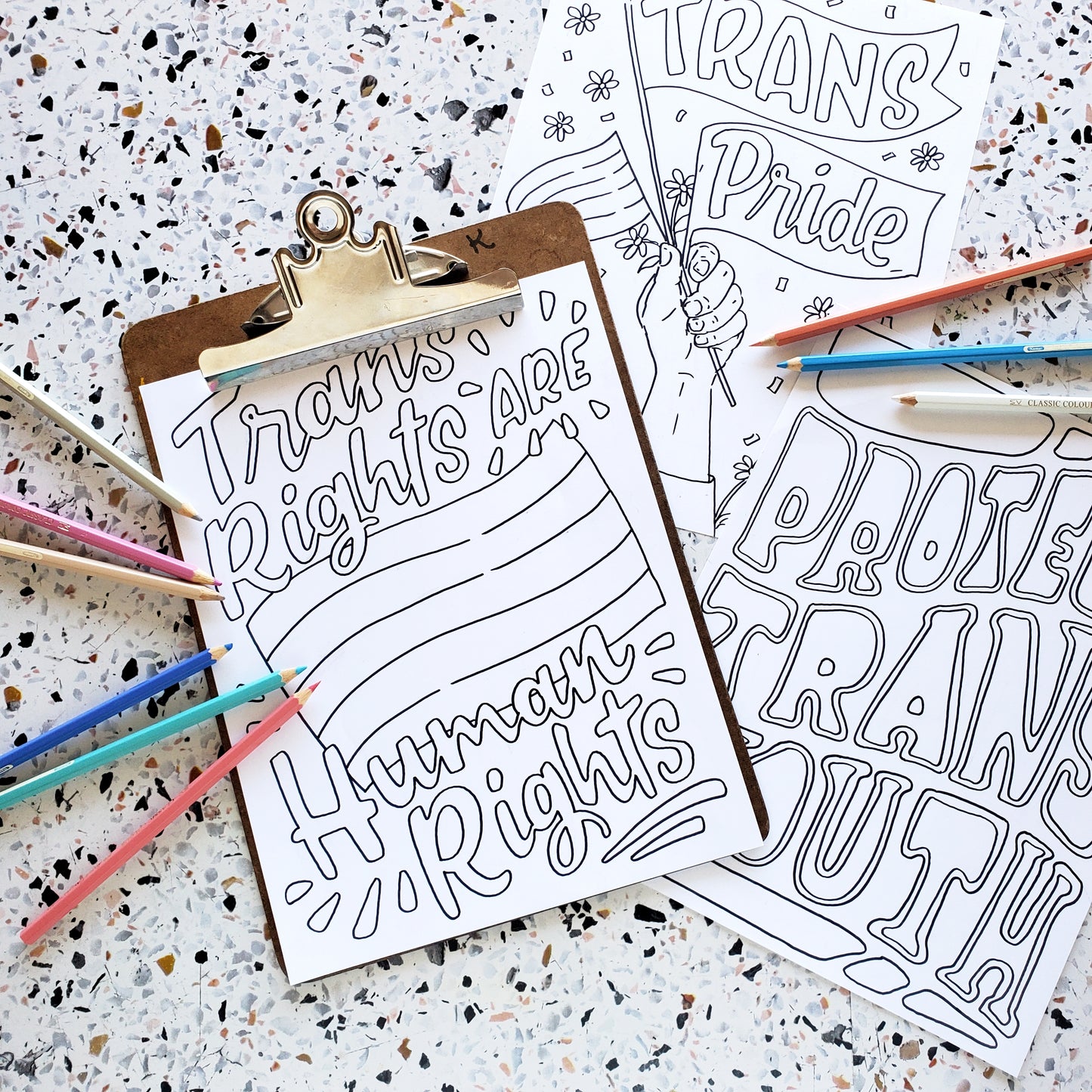 Trans Rights Protest Poster Coloring Pages - Trans Rights Fundraiser