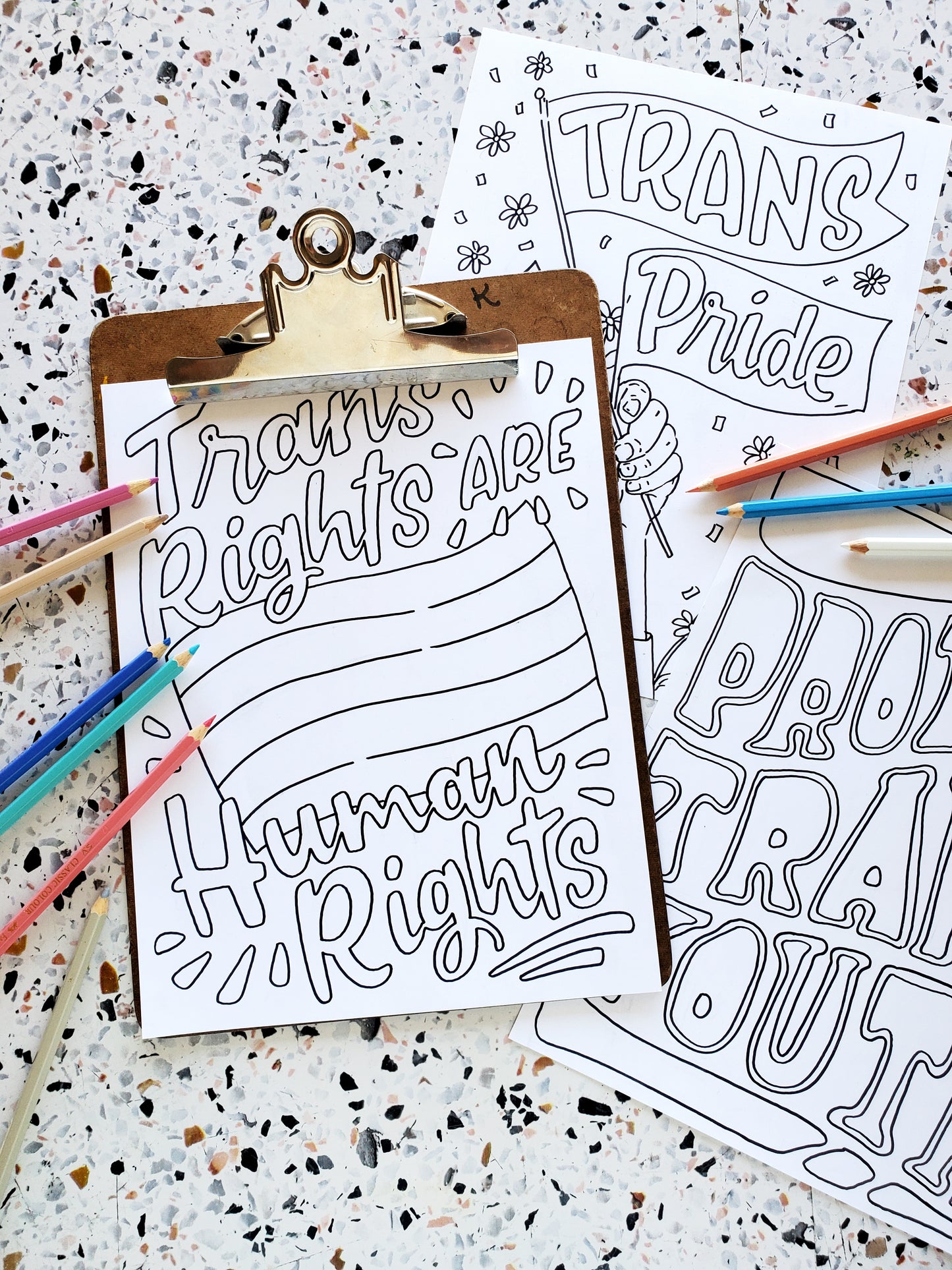 Trans Rights Protest Poster Coloring Pages - Trans Rights Fundraiser