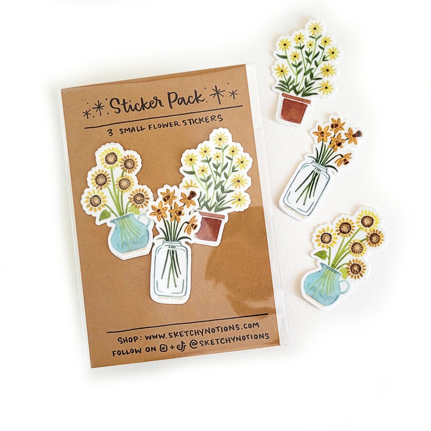 Flower Sticker Pack - Daffodil, Sunflowers and Black-Eyed Susans